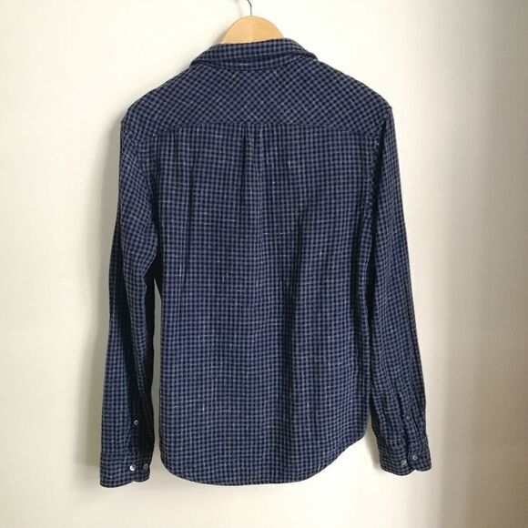 Men PENGUIN Check Gingham Blue Lined Preppy Heritage Slim Fit Shirt Size Medium - Picture 14 of 14